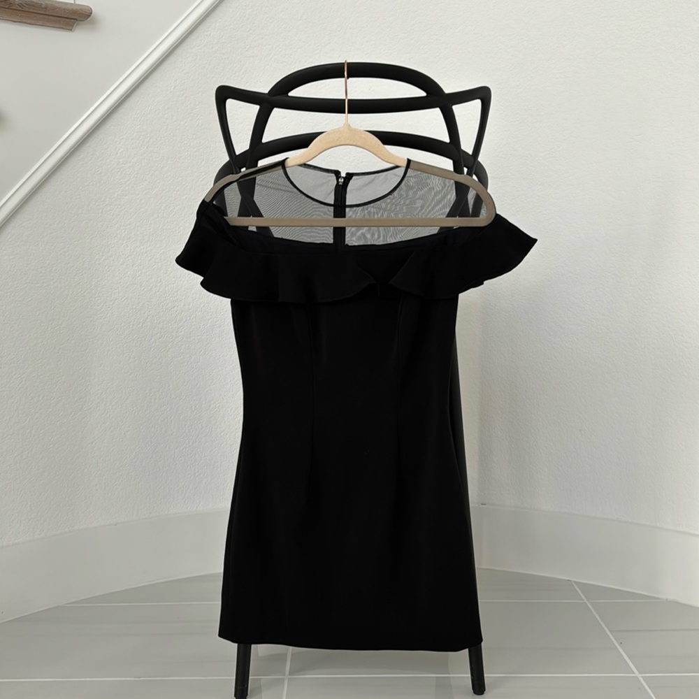 Black shoulder off dress